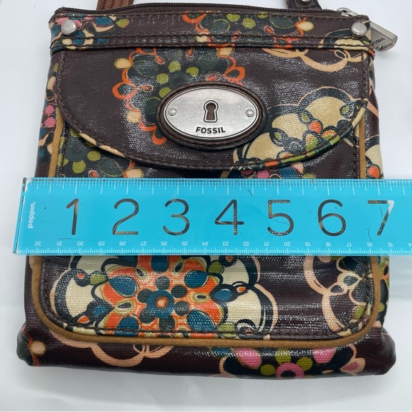 Fossil Key-Per Cross Body Purse Floral Autumn Colors Organized - Picture 11 of 13